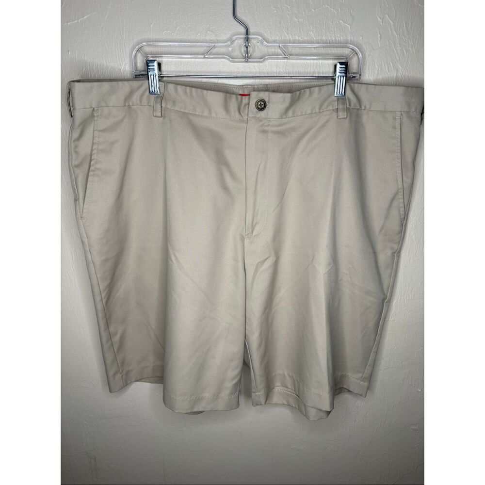 IZOD Khaki Flat Front Golf Shorts Men's Performance Chino Size 44-131